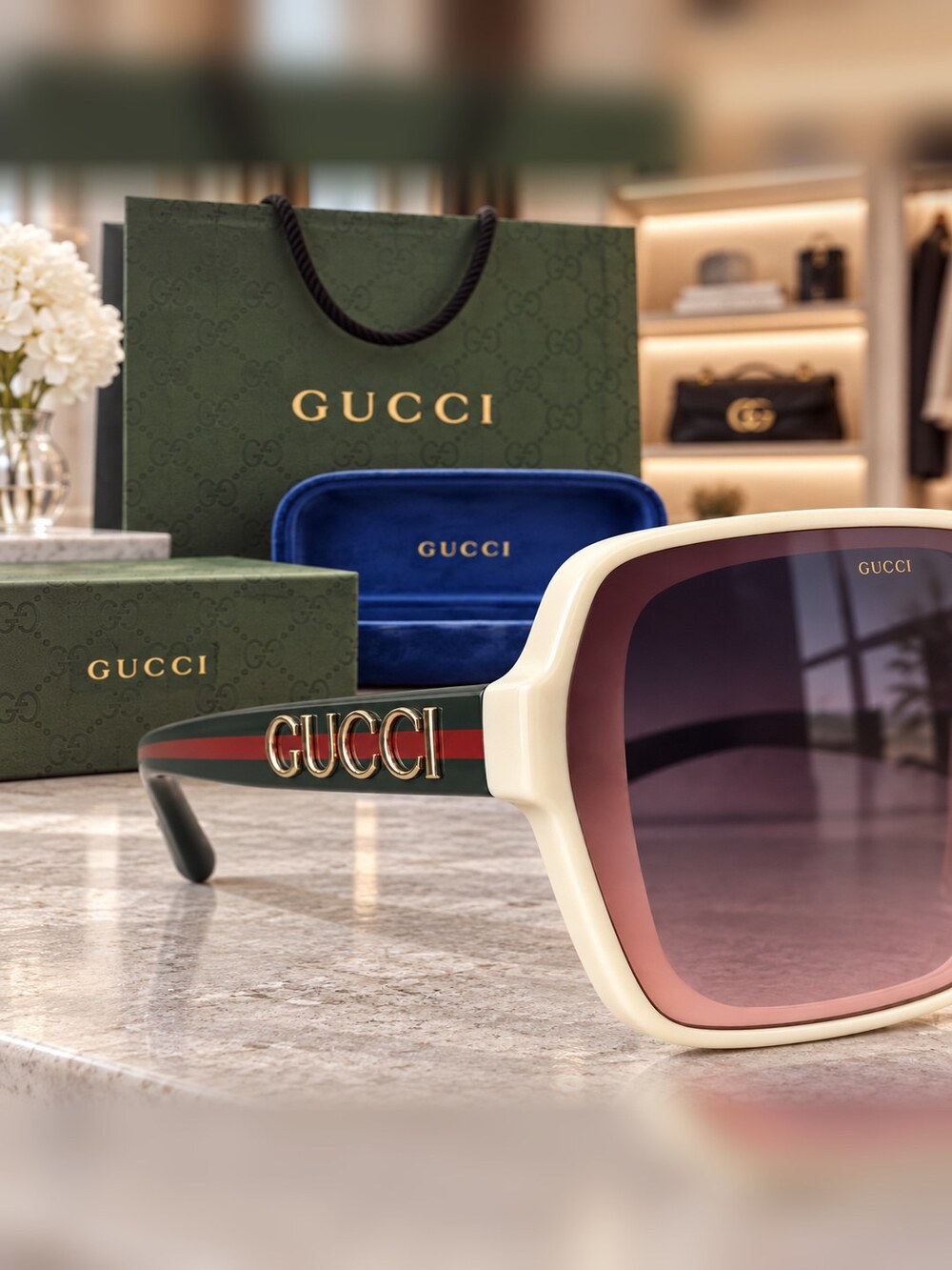 Gucci Ivory Purple Gradient Sunglasses - Picture 4 of 6